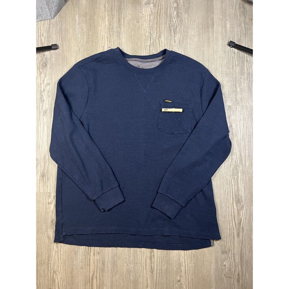 Stanley Waffle‎ Knit Thermal Shirt Mens 2XL Navy Blue Long Sleeve